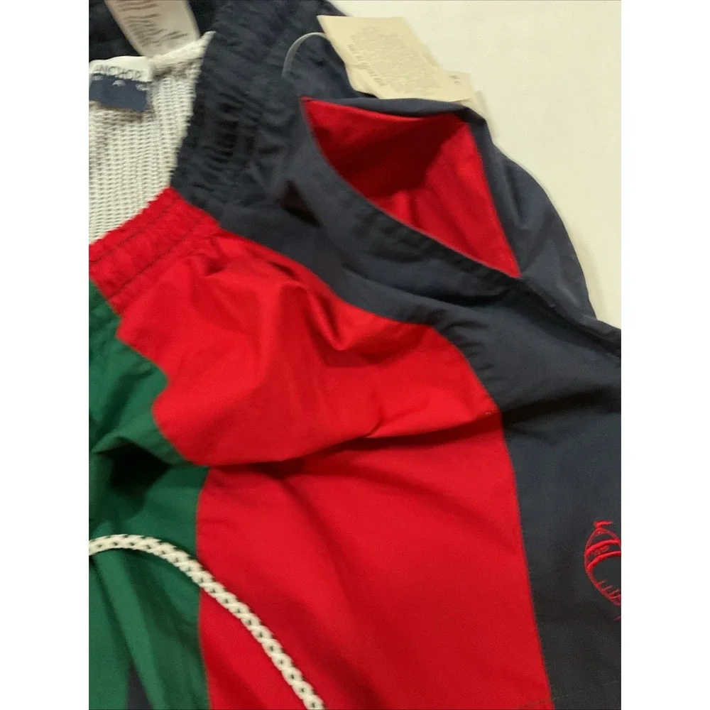 NWT Anchor Bay Swim Trunks Large Colorblock Swimsuit Ocean Beach 90s G26‎